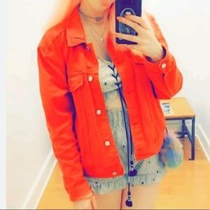 American Eagle Salmon Colored Jean Jacket